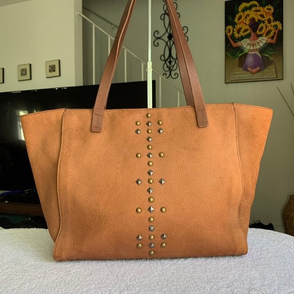 Lucky Brand Kiva Studded Tote, Whiskey, Tan